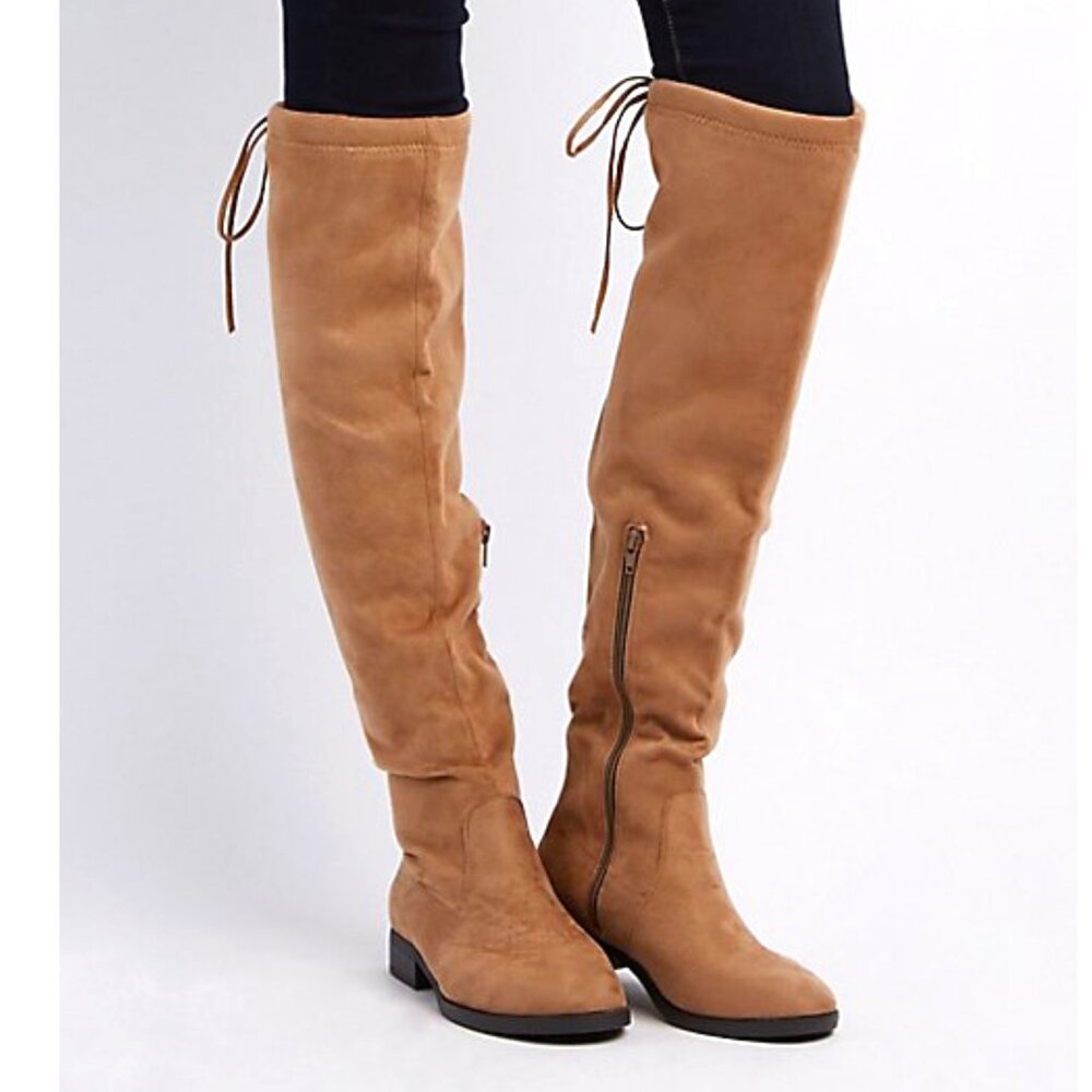 Charlotte Russe Women's Over the Knee Suede Tan Brown Boots Size 7